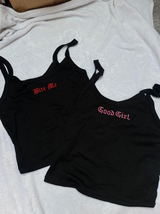 Custom Embroidered Cropped Spaghetti Strap Tank Top