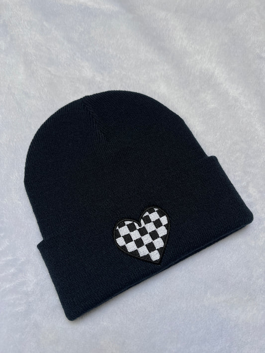 Checked Heart Beanie