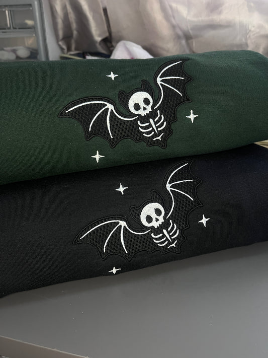 Bat Skeleton Embroidered Sweatshirt