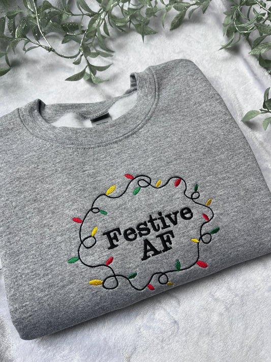 Festive AF Embroidered Sweatshirt