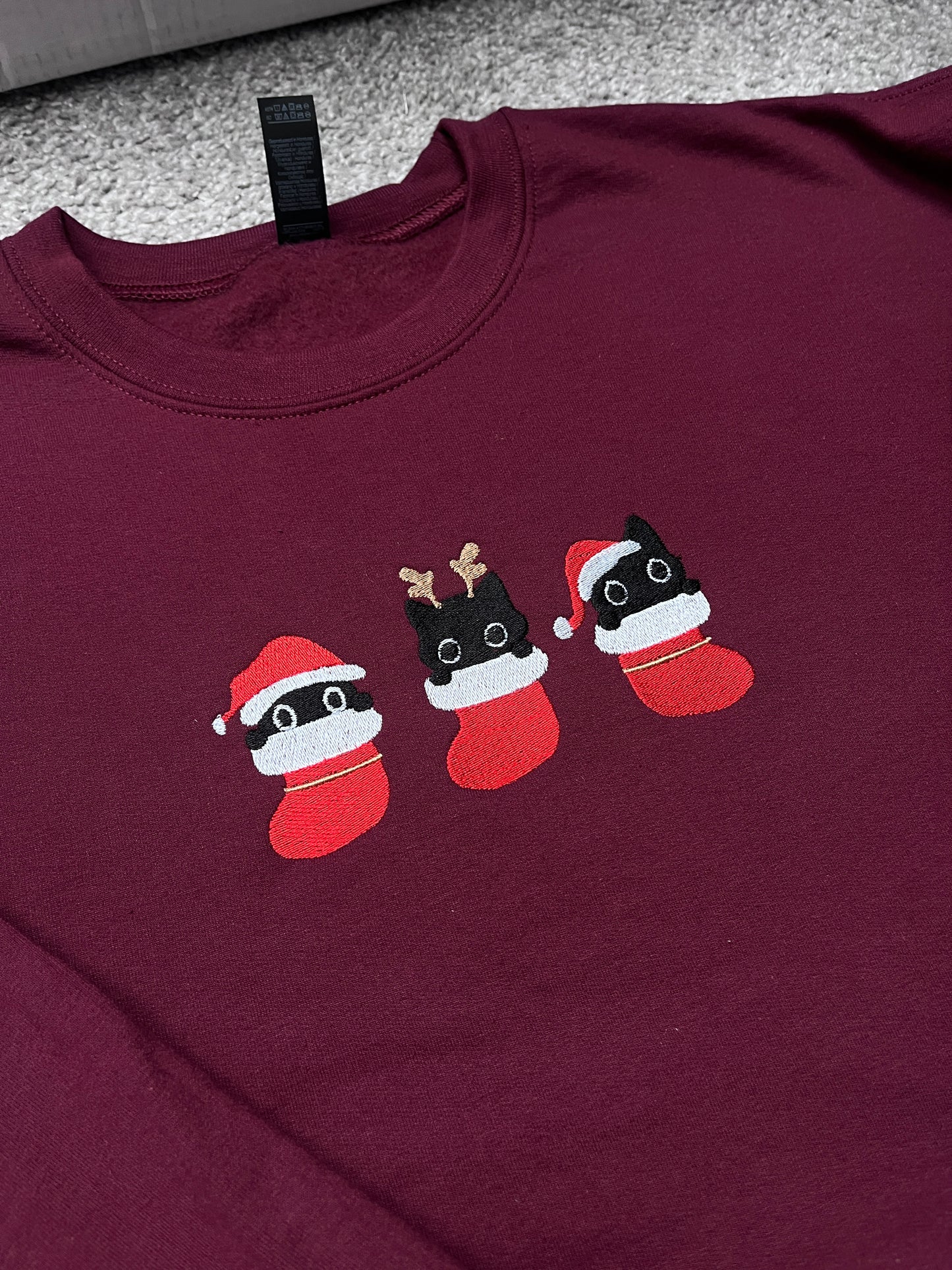 Santa Stocking Cats Embroidered Sweatshirt