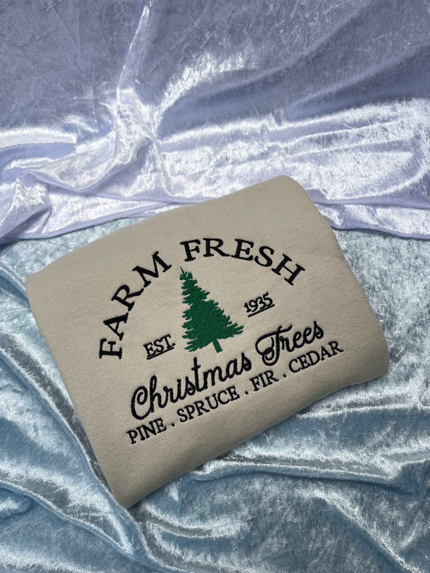 Farm Fresh Christmas Tree Embroidered Sweatshirt