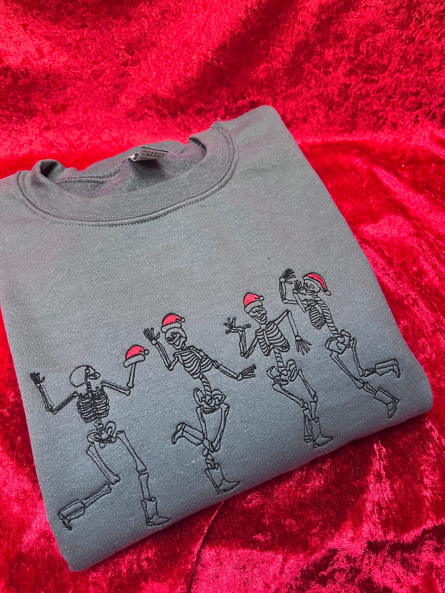 Santa Skeletons Embroidered Sweatshirt