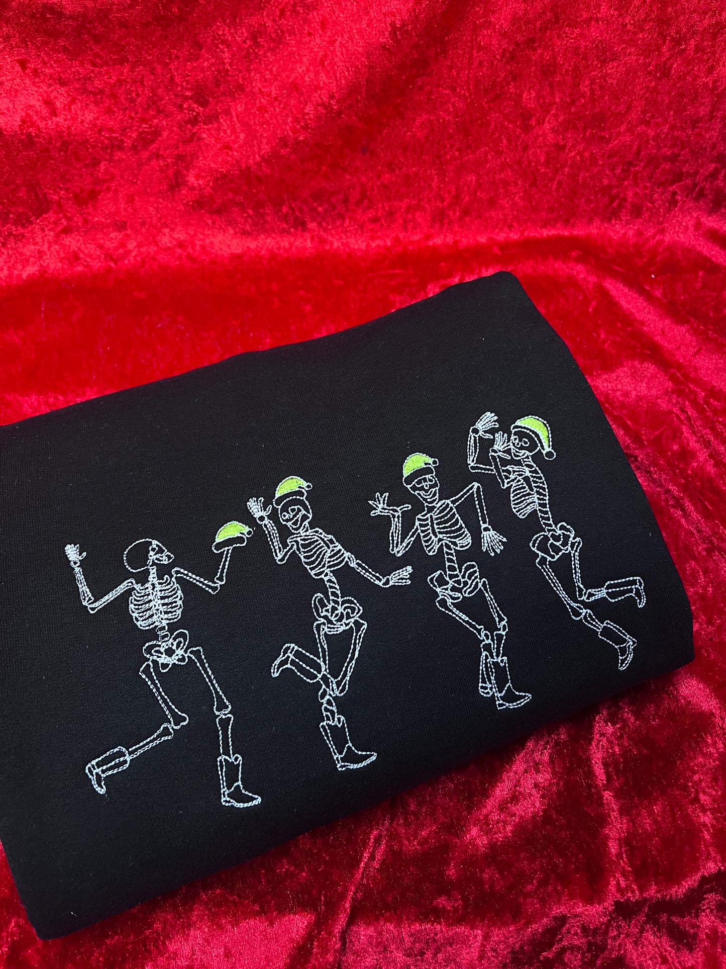 Santa Skeletons Embroidered Sweatshirt
