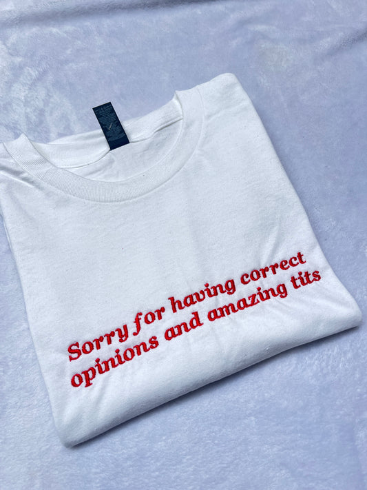 Sorry For Have Correct Opinions Embroidered Sweatshirt / T-Shirt