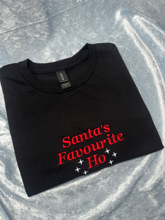 Santa's Favourite Ho Embroidered T-Shirt