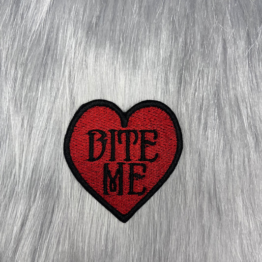 Bite me Heart Embroidered Patch