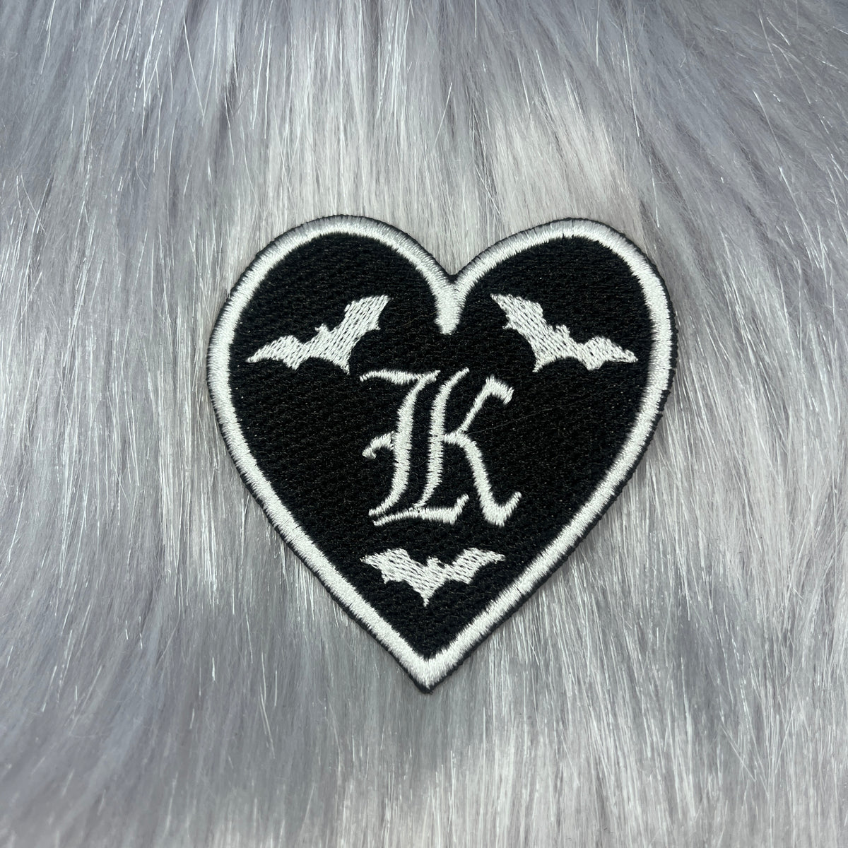 Initial Heart Bat Embroidered Patch