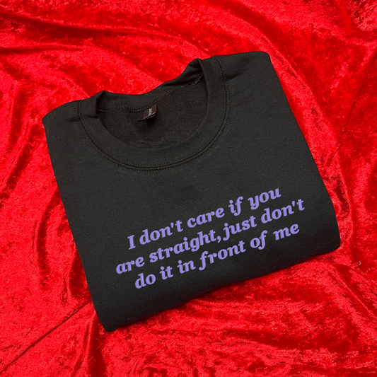 I Don't Care If You Are Straight Embroidered Sweatshirt
