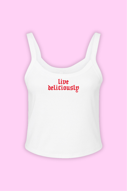 Live Deliciously Spaghetti Strap Tank Top