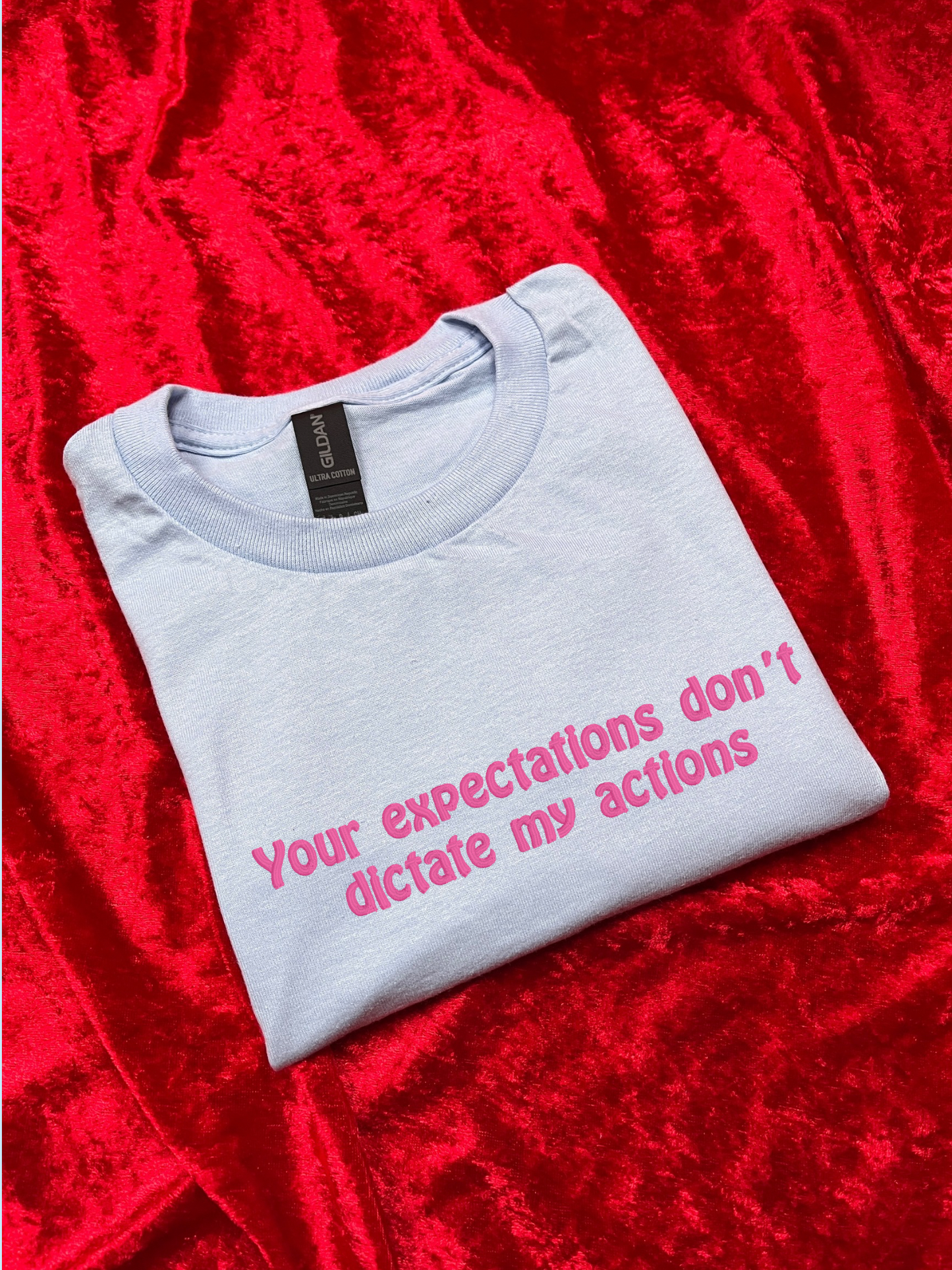 Your Expectations Don't Dictate My Actions Embroidered T-Shirt