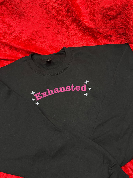 Exhausted Sparkle Embroidered Sweatshirt