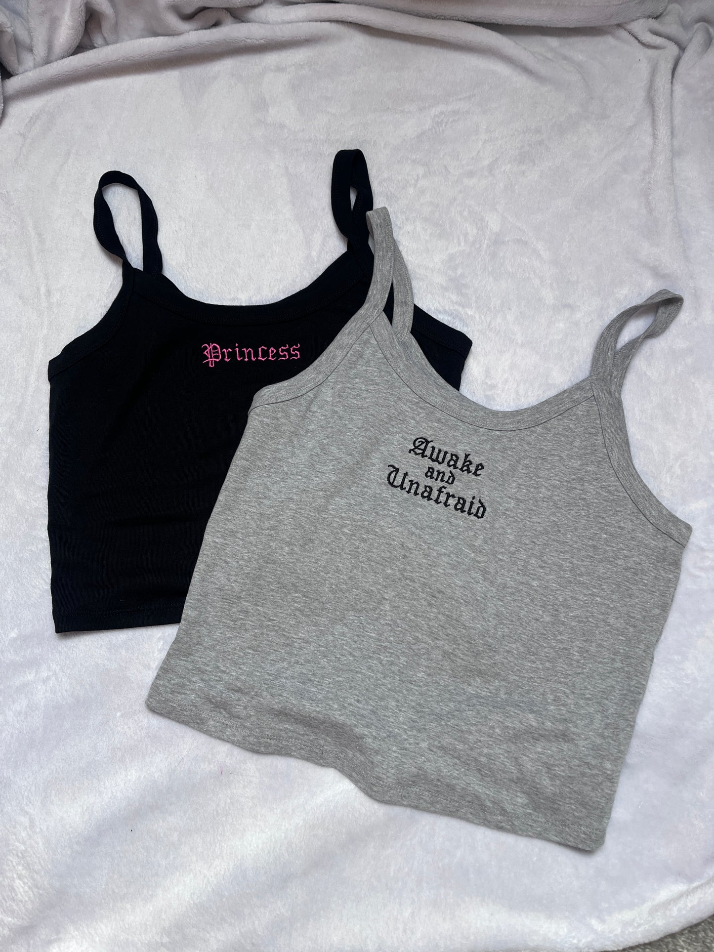 Custom Embroidered Cropped Spaghetti Strap Tank Top