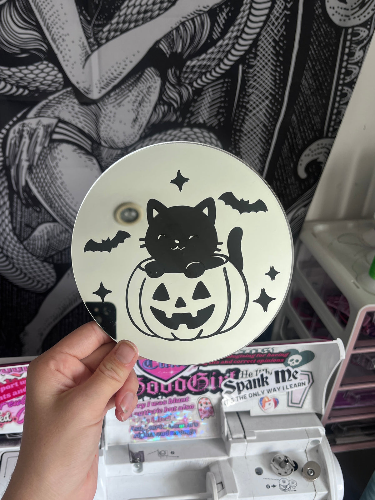 Pumpkin Cat Mirror