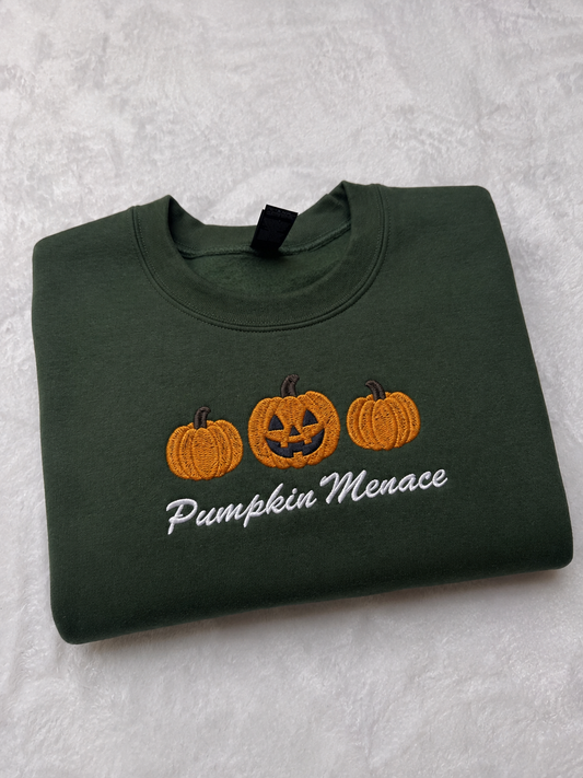 Pumpkin Menace Embroidered Sweatshirt / T-Shirt