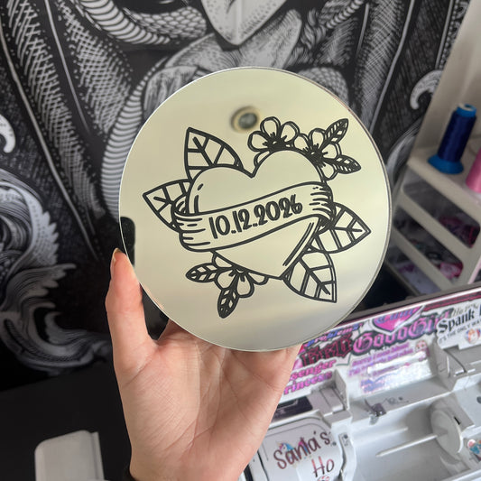 Personalised Heart Date Mirror