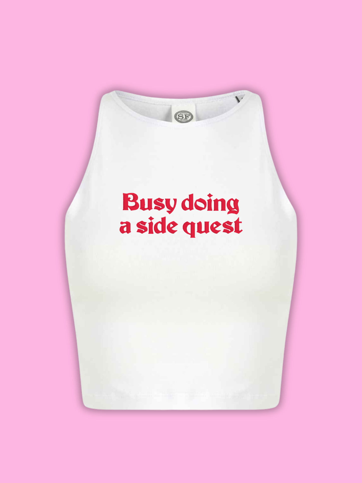 Busy Doing a Side Quest Cropped Tank Top