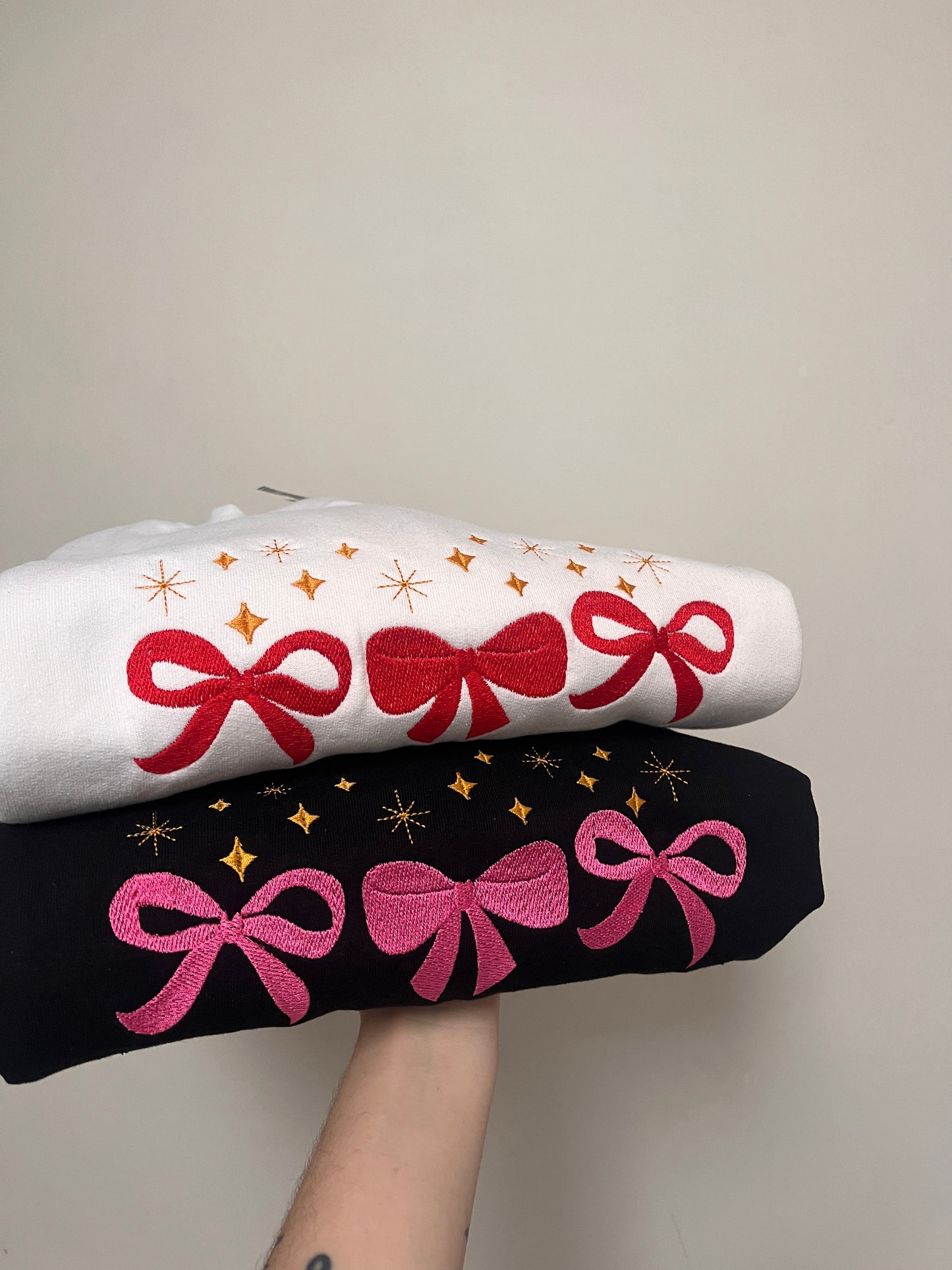 Sparkly Bows Embroidered Sweatshirt