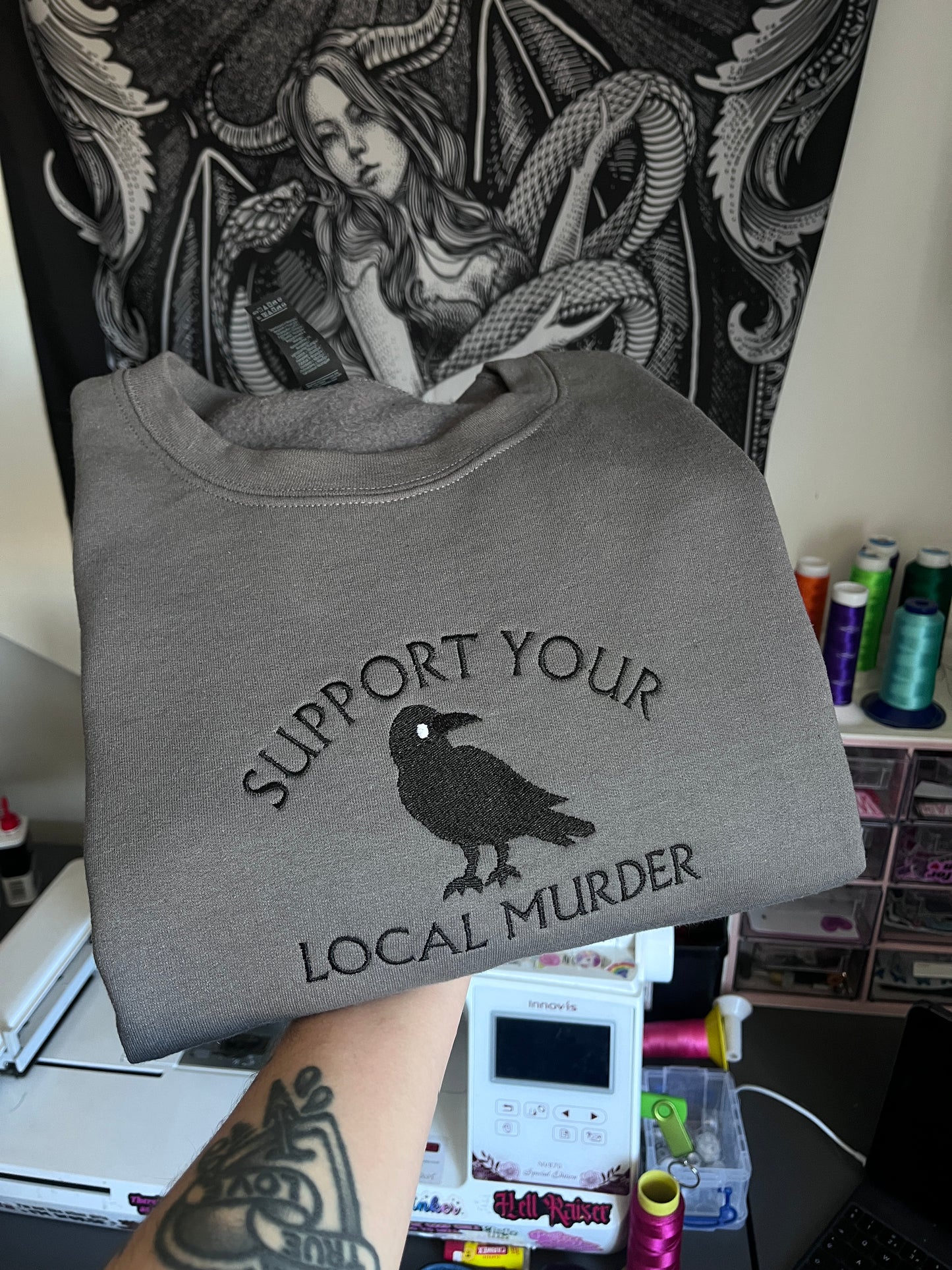 Support Your Local Murder Embroidered Sweatshirt / T-Shirt