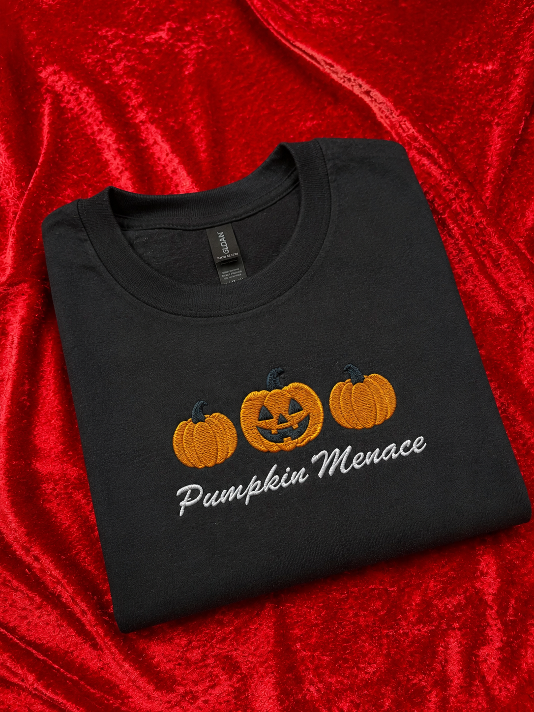 Pumpkin Menace Embroidered Sweatshirt / T-Shirt