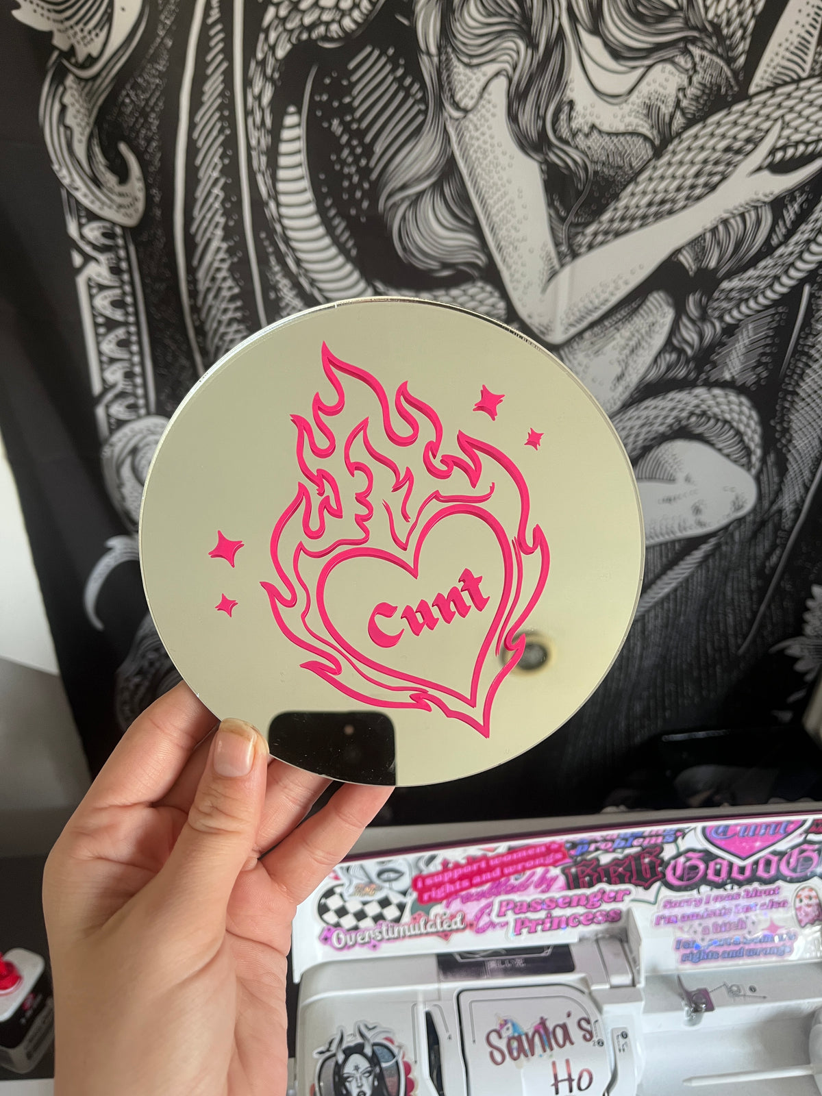 Cunt Flame Heart Mirror