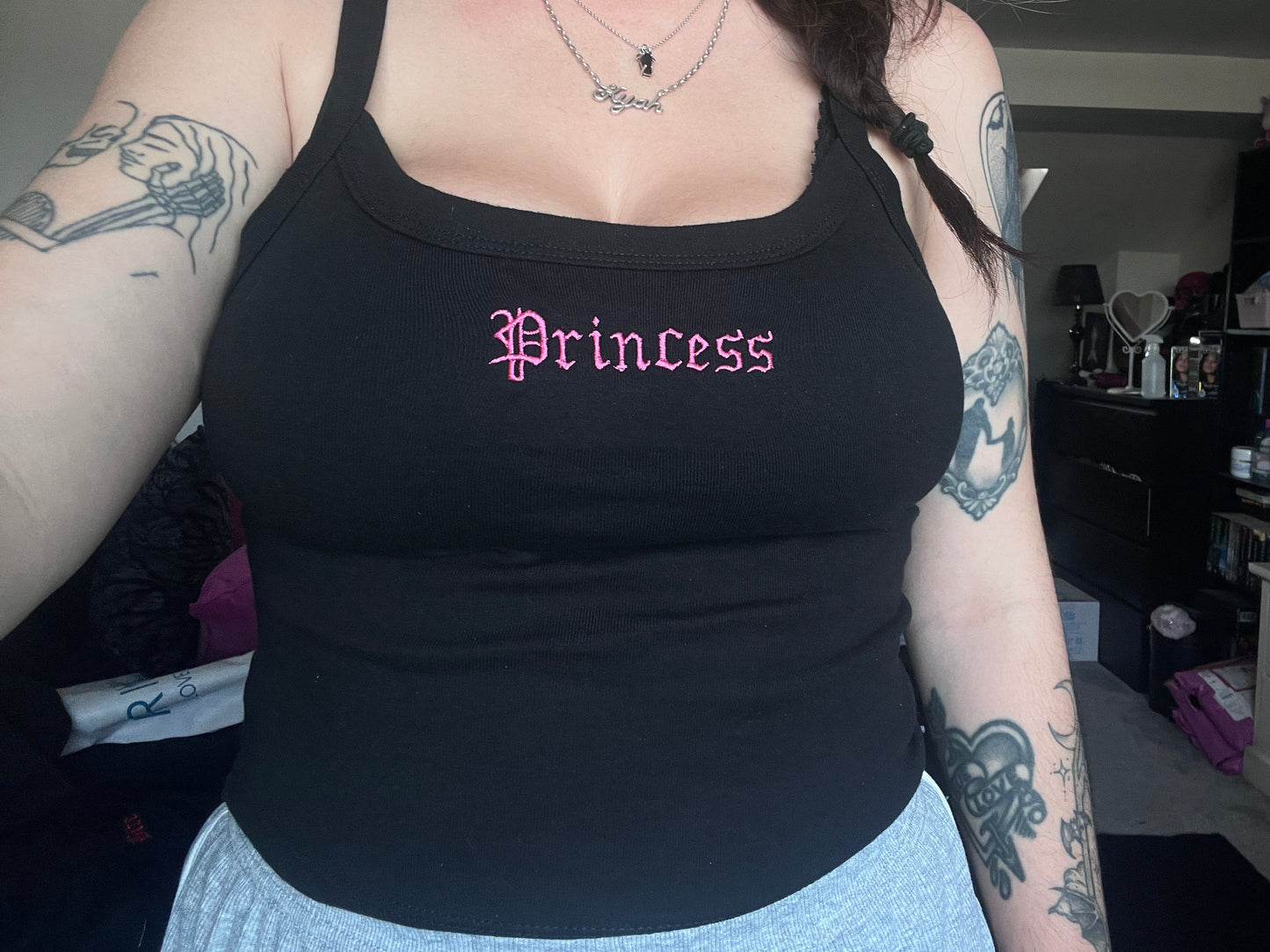 Princess Spaghetti Strap Crop Tank Top