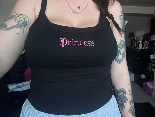 Princess Spaghetti Strap Crop Tank Top