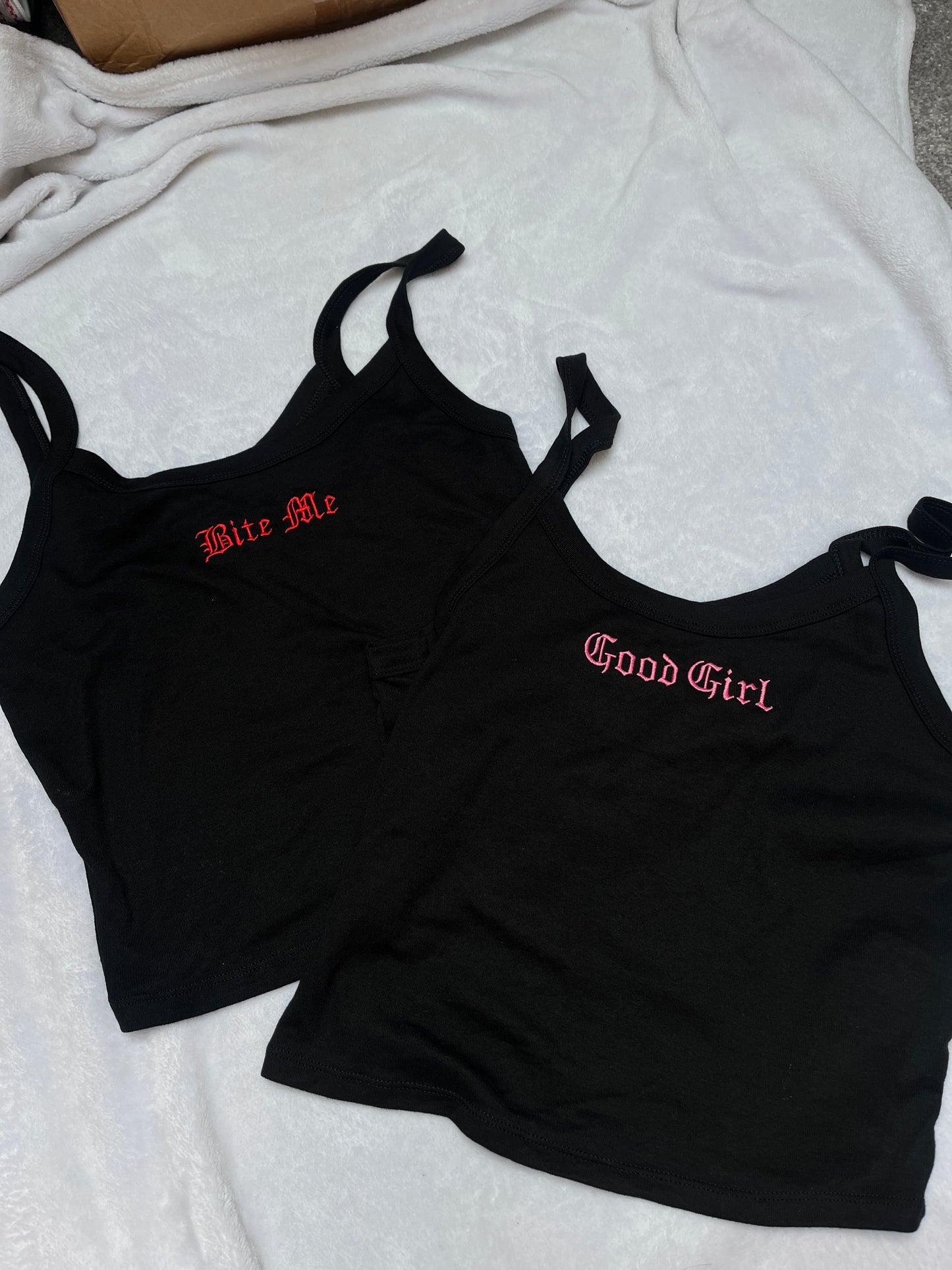 Custom Embroidered Cropped Spaghetti Strap Tank Top