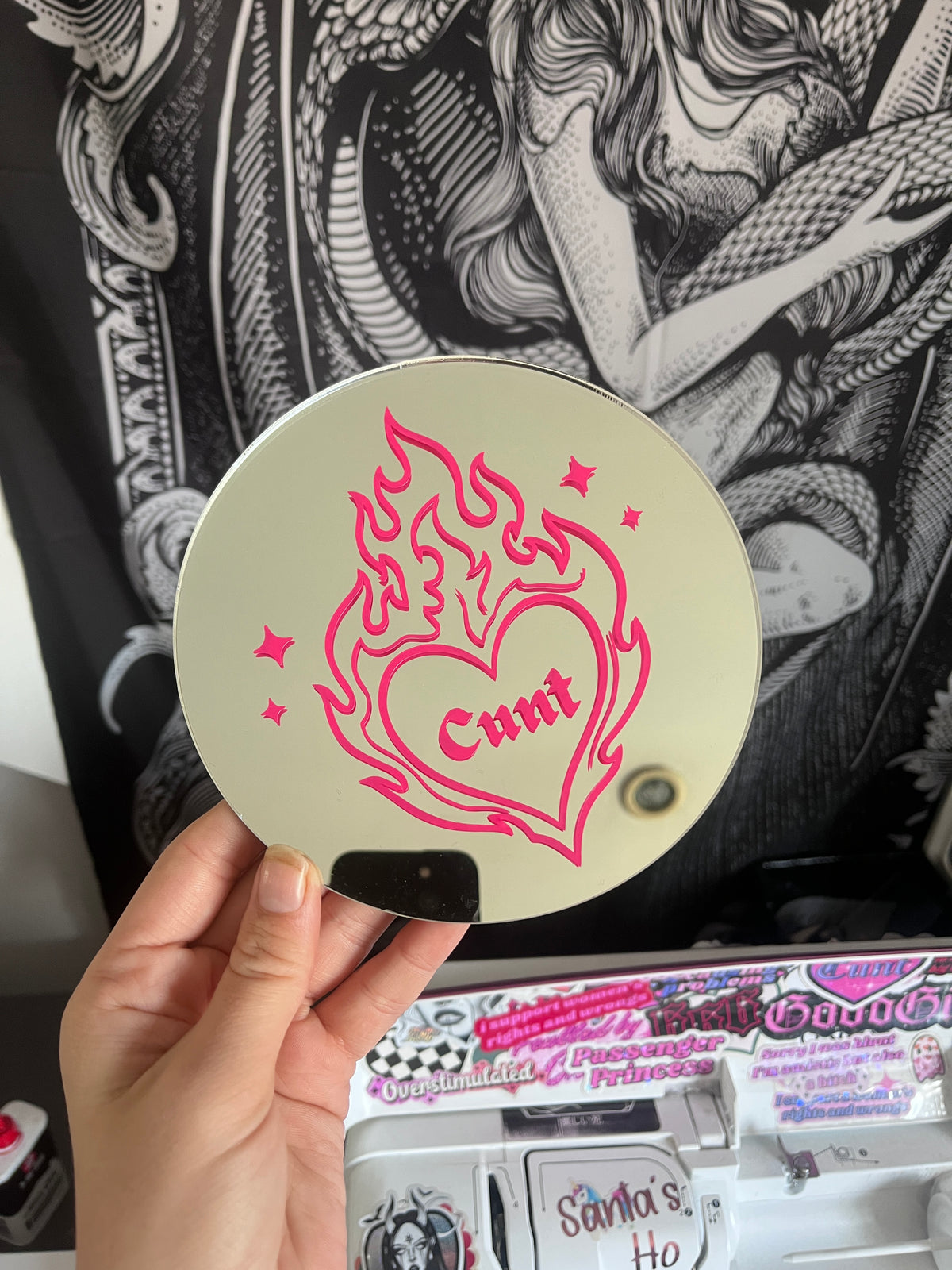 Cunt Flame Heart Mirror