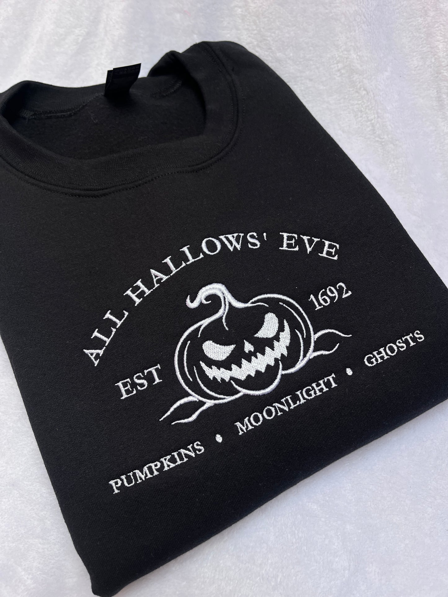 All Hallows Eve Pumpkin Embroidered Sweatshirt