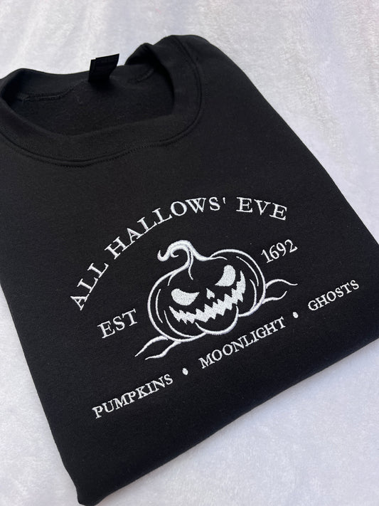 All Hallows Eve Pumpkin Embroidered Sweatshirt