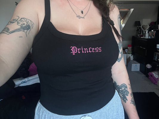 Princess Spaghetti Strap Crop Tank Top