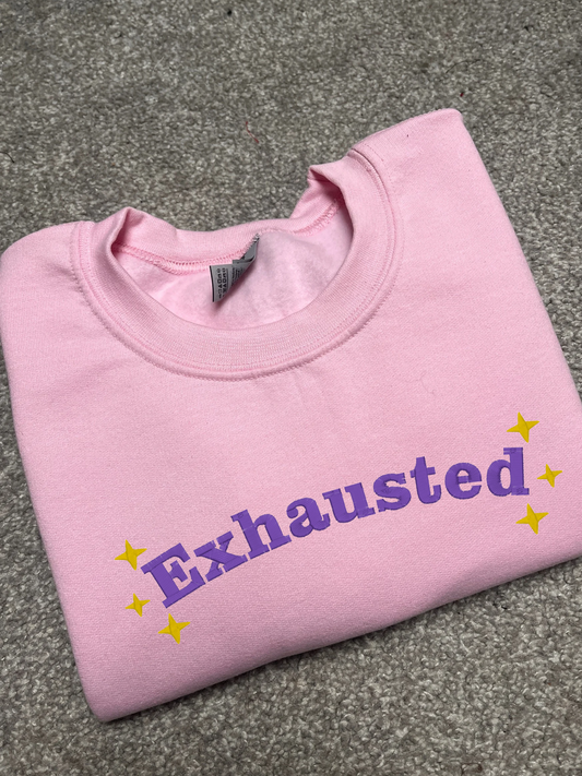 Exhausted Sparkle Embroidered Sweatshirt