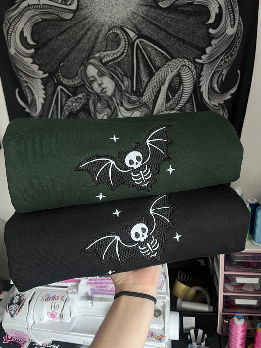 Bat Skeleton Embroidered Sweatshirt