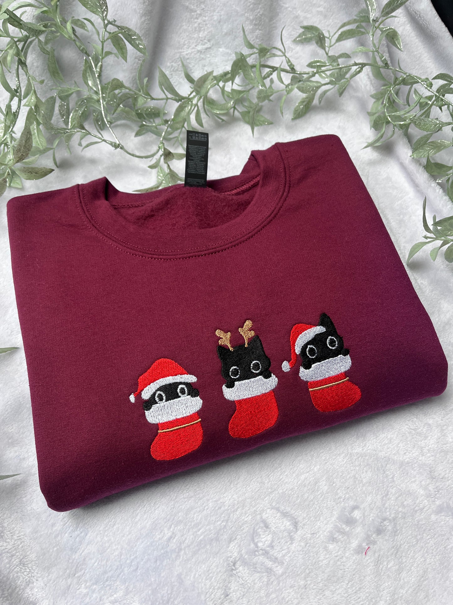 Santa Stocking Cats Embroidered Sweatshirt