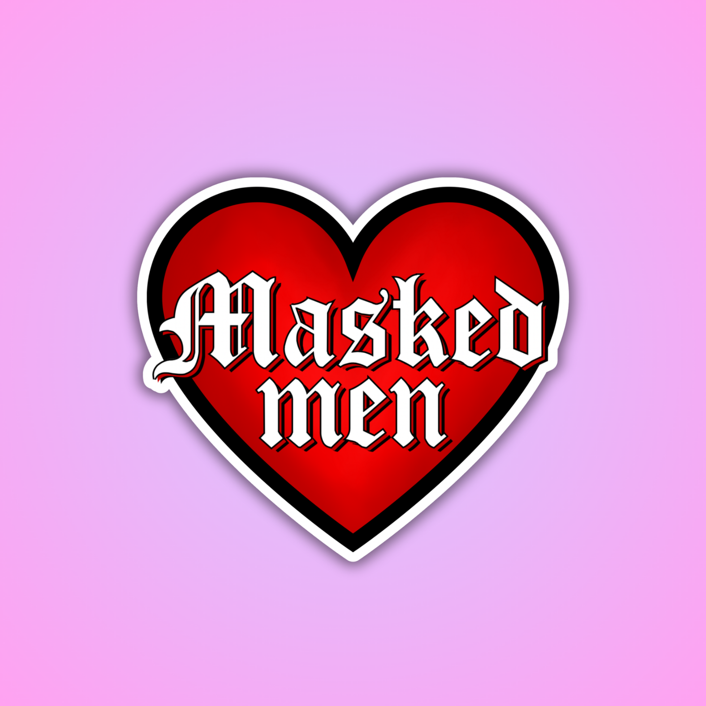Masked Men Heart Sticker