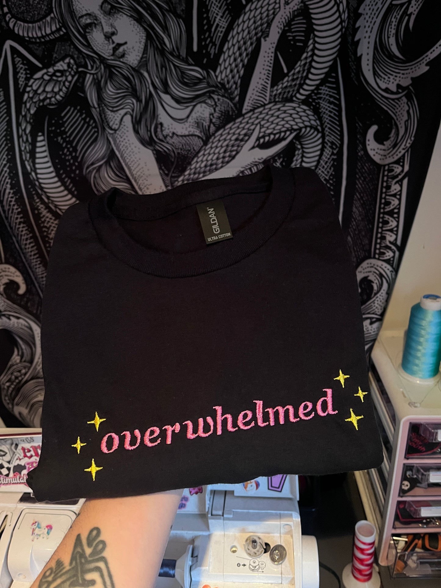 Overwhelmed Embroidered Tee