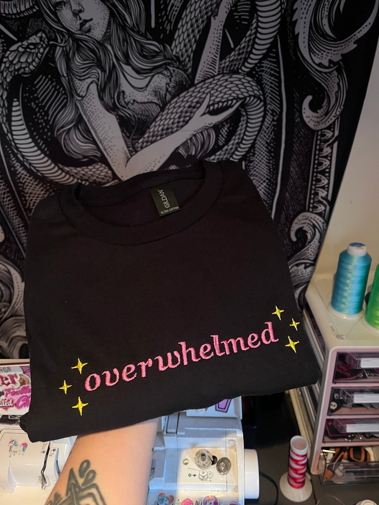 Overwhelmed Embroidered Tee