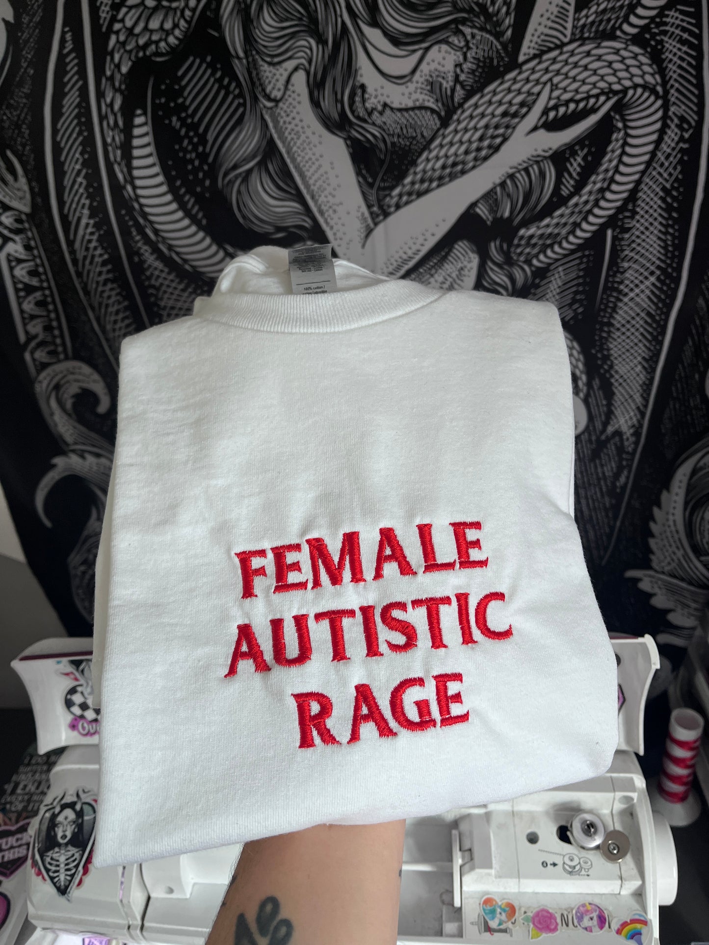 Female Autistic Rage Embroidered Tee