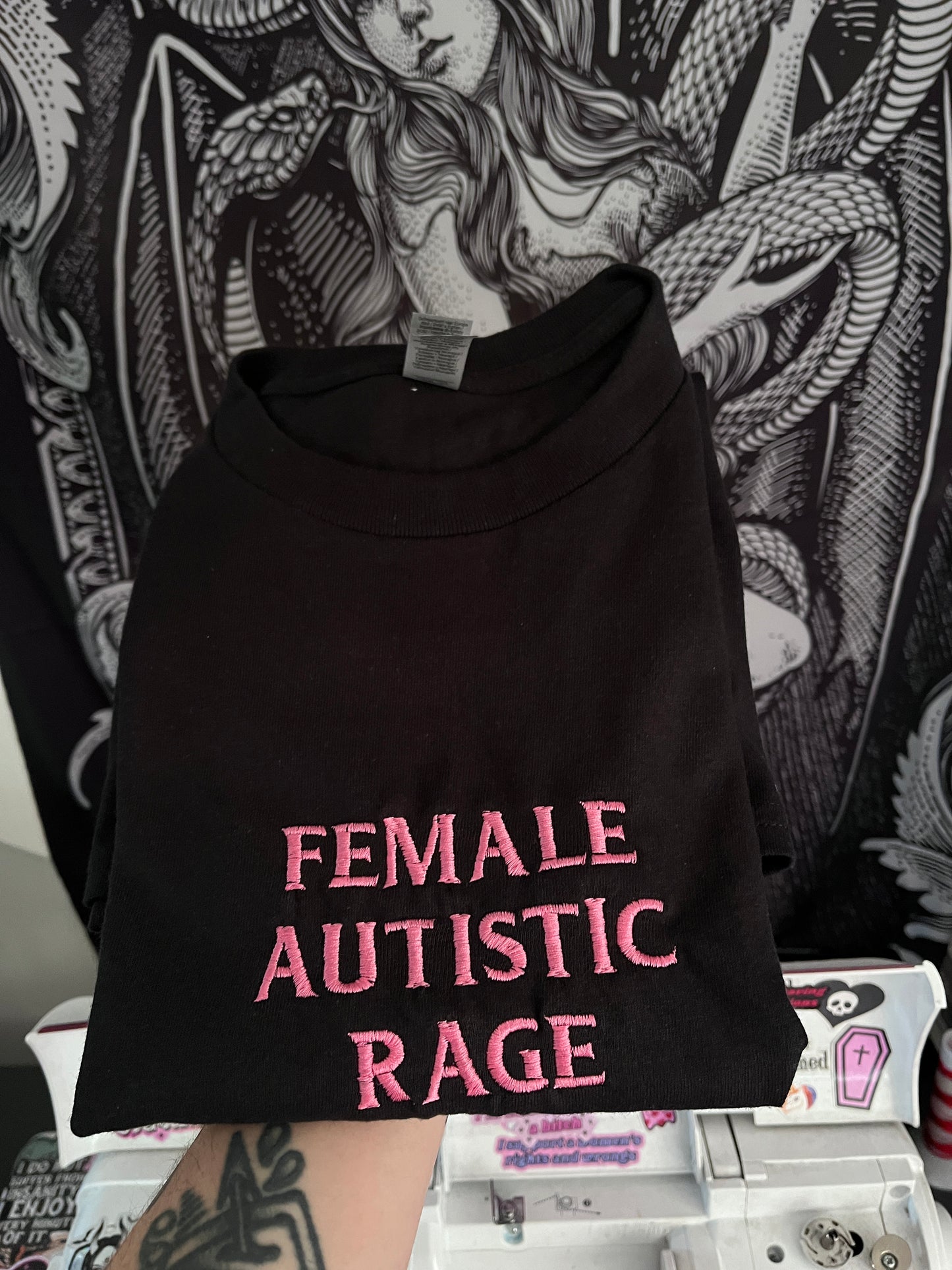 Female Autistic Rage Embroidered Tee