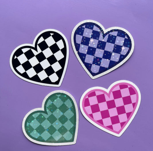 Checkered Heart Sticker