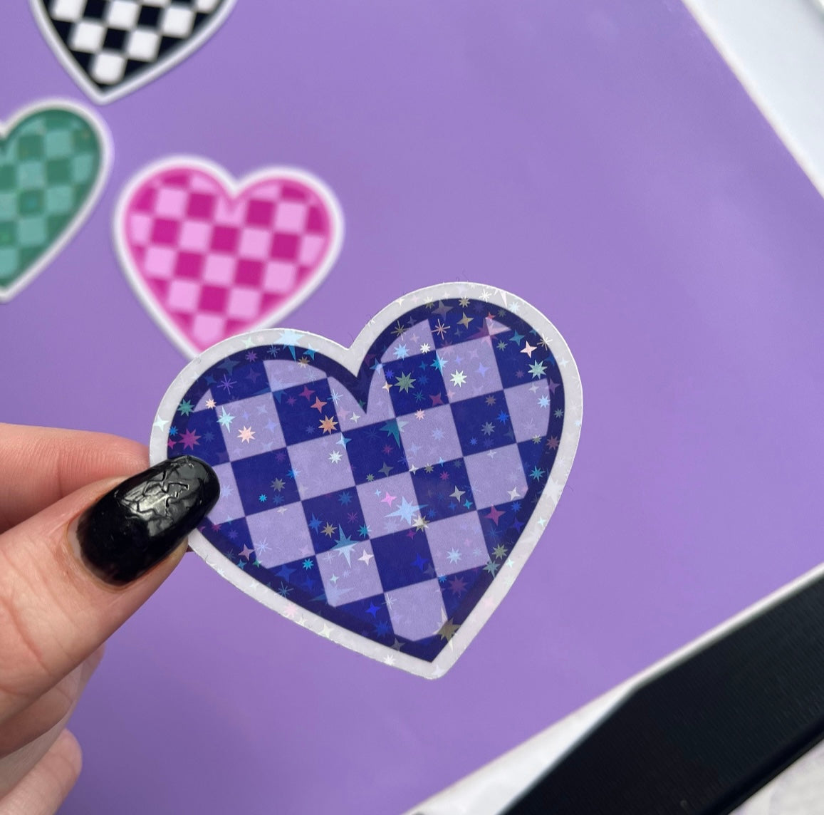 Checkered Heart Sticker