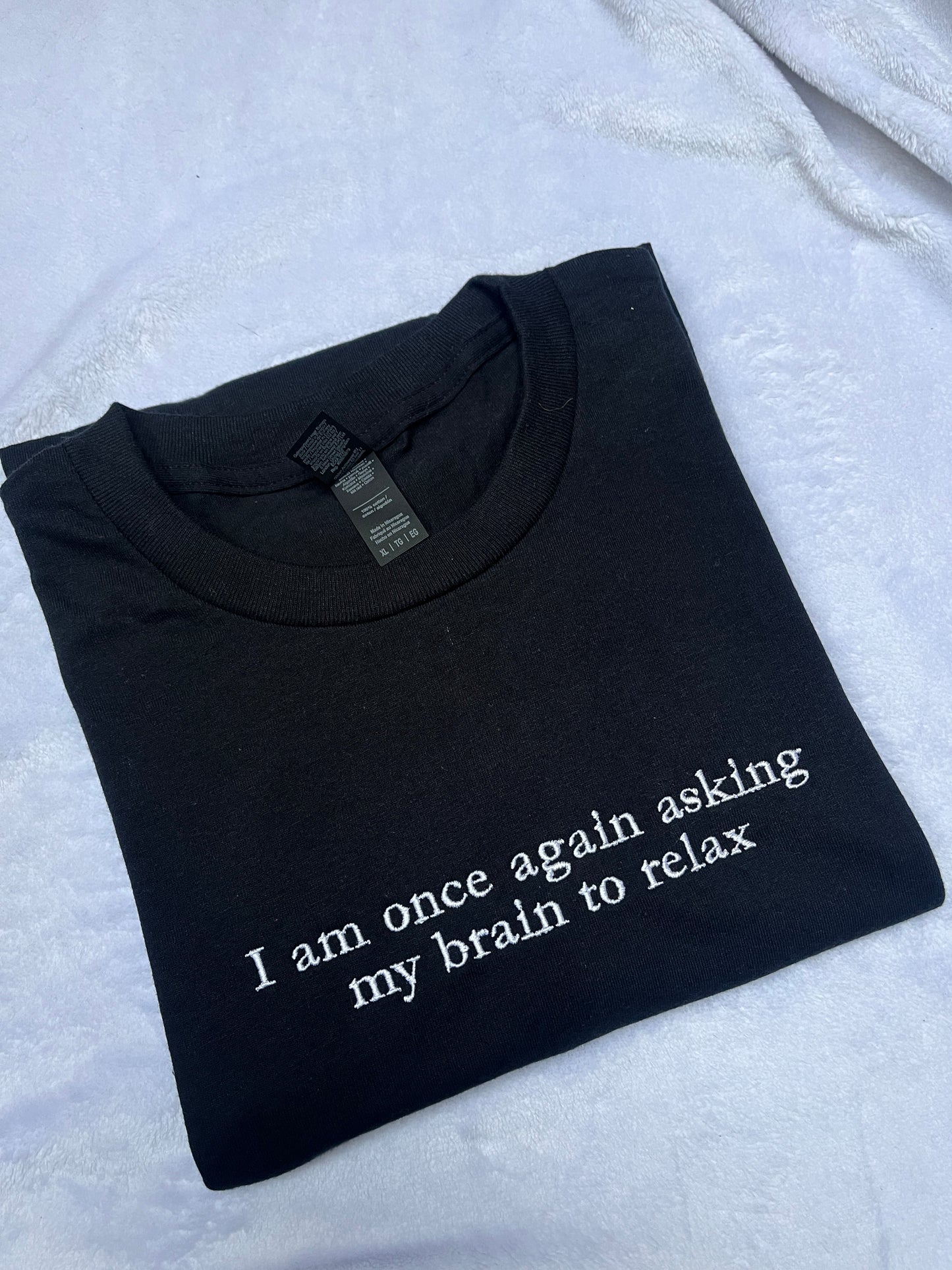 I Am Once Again Asking My Brain To Relax Embroidered Sweatshirt/ T-Shirt