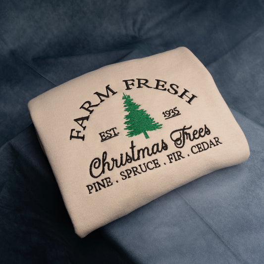 Farm Fresh Christmas Tree Embroidered Sweatshirt