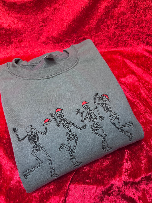 Santa Skeletons Embroidered Sweatshirt