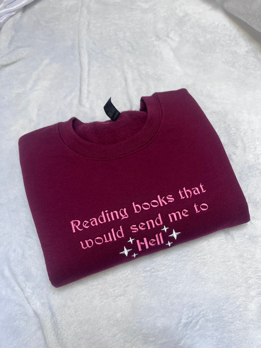 LARGE reading books sweatshirt