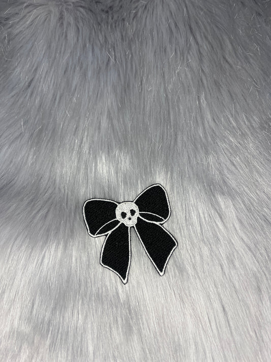 Skull Bow Embroidered Patch