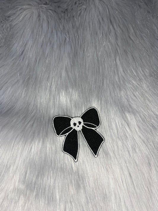Skull Bow Embroidered Patch