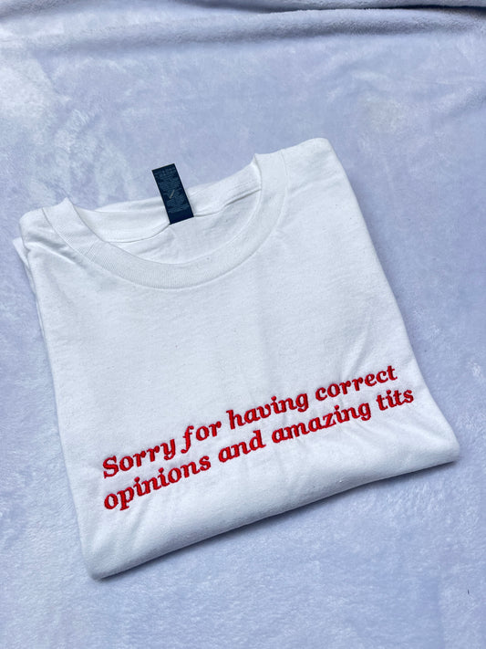 Sorry For Have Correct Opinions Embroidered Sweatshirt / T-Shirt