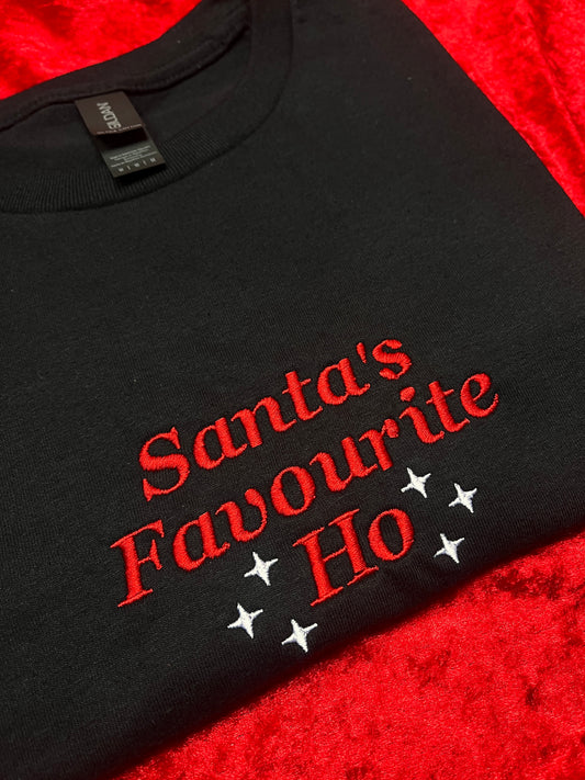 Santa's Favourite Ho Embroidered T-Shirt